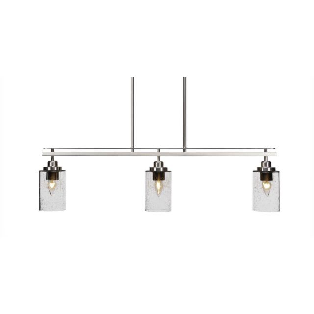 Toltec Lighting Odyssey 3 Light 36 inch Island Light in Brushed Nickel with Clear Bubble Glass 2636-BN-300