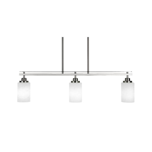 Toltec Lighting 2636-BN-310 Odyssey 3 Light 36 inch Island Light in Brushed Nickel with White Muslin Glass