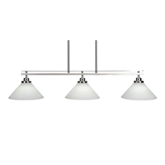Toltec Lighting 2636-BN-314 Odyssey 3 Light 42 inch Island Light in Brushed Nickel with White Muslin Glass