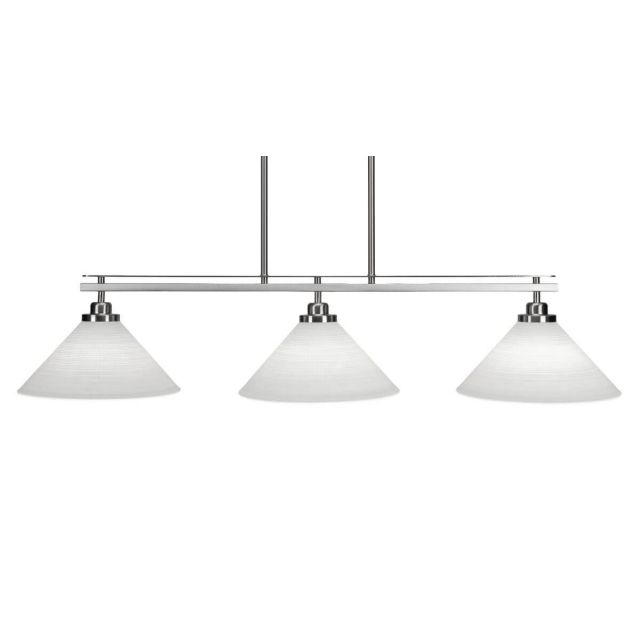Toltec Lighting Odyssey 3 Light 44 inch Island Light in Brushed Nickel with White Matrix Glass 2636-BN-4001