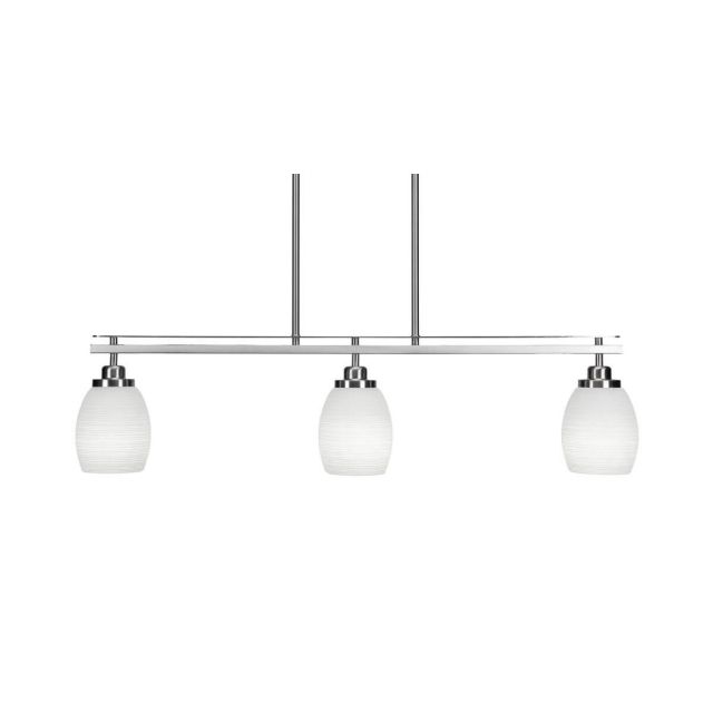 Toltec Lighting 2636-BN-4021 Odyssey 3 Light 37 inch Island Light in Brushed Nickel with White Matrix Glass