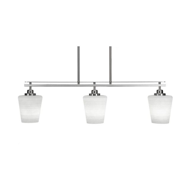 Toltec Lighting 2636-BN-4031 Odyssey 3 Light 38 inch Island Light in Brushed Nickel with White Matrix Glass
