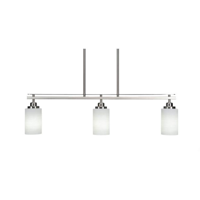Toltec Lighting 2636-BN-4061 Odyssey 3 Light 36 inch Island Light in Brushed Nickel with White Matrix Glass