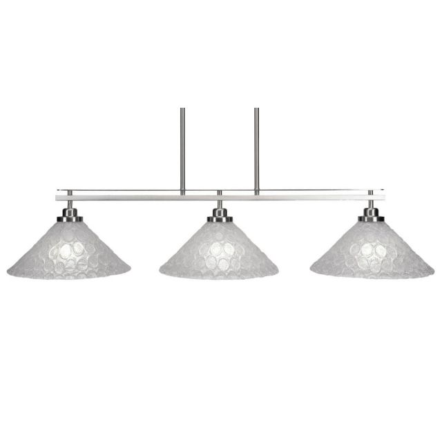 Toltec Lighting 2636-BN-441 Odyssey 3 Light 45 inch Island Light in Brushed Nickel with Italian Bubble Glass