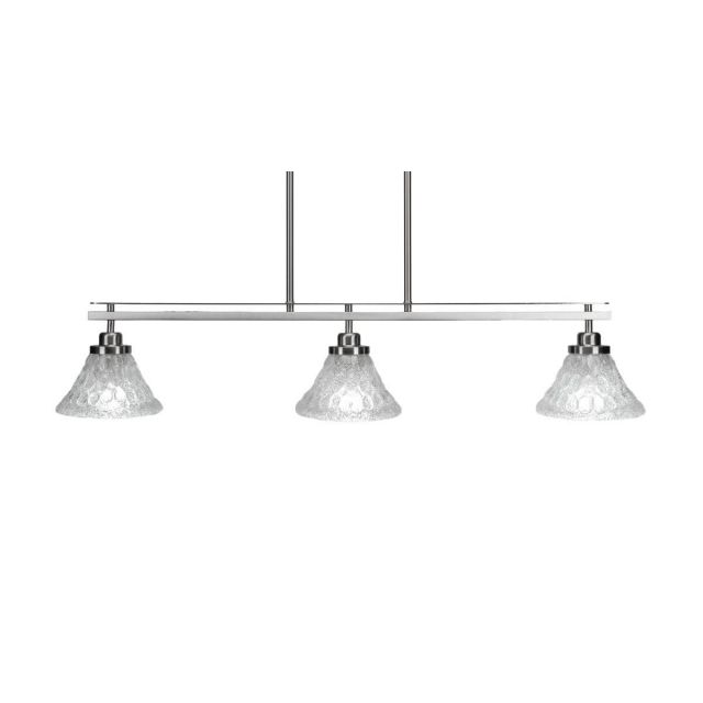 Toltec Lighting Odyssey 3 Light 39 inch Island Light in Brushed Nickel with Italian Bubble Glass 2636-BN-451