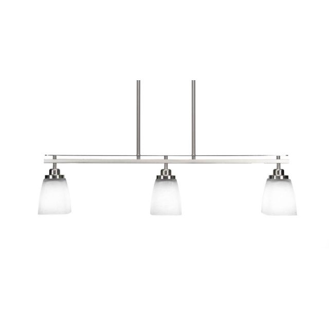 Toltec Lighting 2636-BN-460 Odyssey 3 Light 37 inch Island Light in Brushed Nickel with White Muslin Glass