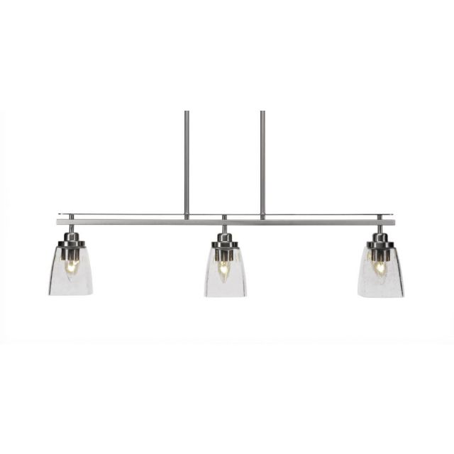 Toltec Lighting Odyssey 3 Light 37 inch Island Light in Brushed Nickel with Clear Bubble Glass 2636-BN-461