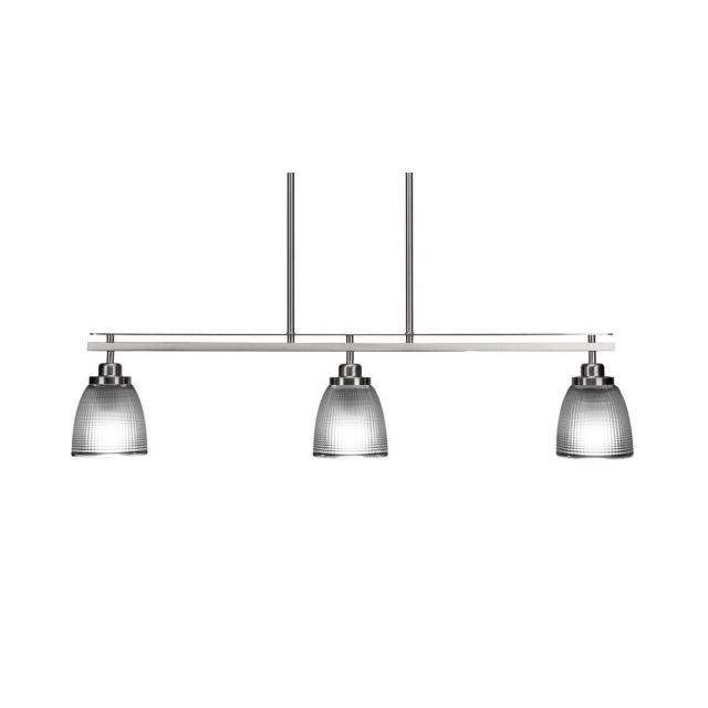 Toltec Lighting Odyssey 3 Light 37 inch Island Light in Brushed Nickel with Clear Ribbed Glass 2636-BN-500