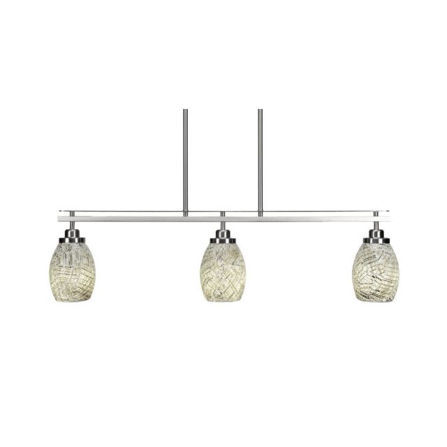 Toltec Lighting 2636-BN-5054 Odyssey 3 Light 37 inch Island Light in Brushed Nickel with Natural Fusion Glass