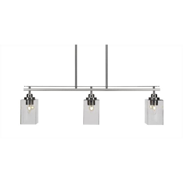 Toltec Lighting 2636-BN-530 Odyssey 3 Light 36 inch Island Light in Brushed Nickel with Clear Bubble Glass