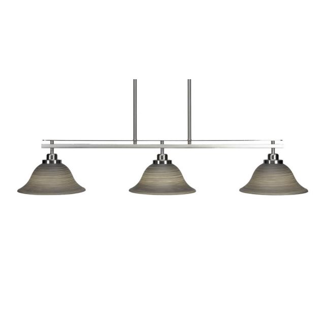 Toltec Lighting Odyssey 3 Light 42 inch Island Light in Brushed Nickel with Gray Linen Glass 2636-BN-603