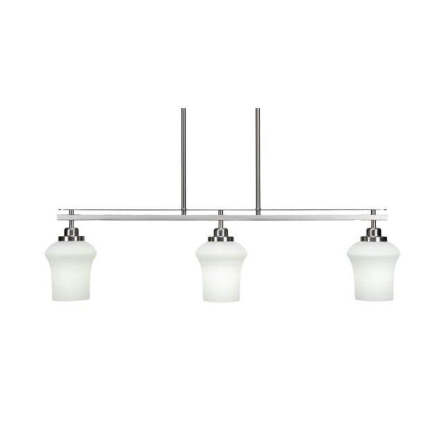 Toltec Lighting 2636-BN-681 Odyssey 3 Light 38 inch Island Light in Brushed Nickel with Zilo White Linen Glass