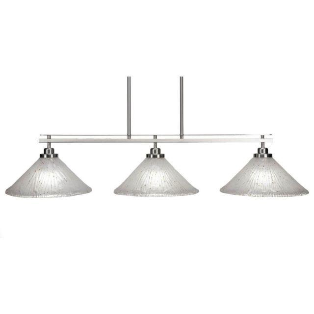 Toltec Lighting 2636-BN-701 Odyssey 3 Light 45 inch Island Light in Brushed Nickel with Frosted Crystal Glass