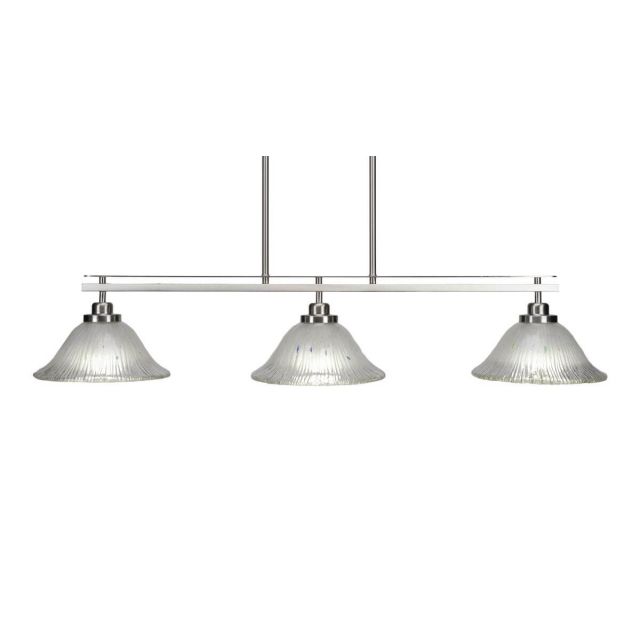 Toltec Lighting Odyssey 3 Light 42 inch Island Light in Brushed Nickel with Frosted Crystal Glass 2636-BN-731