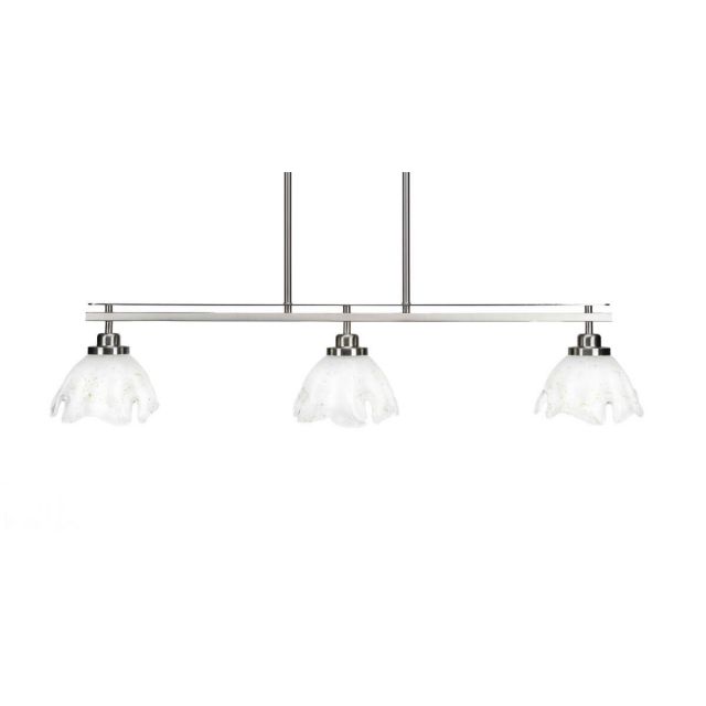 Toltec Lighting 2636-BN-755 Odyssey 3 Light 39 inch Island Light in Brushed Nickel with Gold Ice Glass