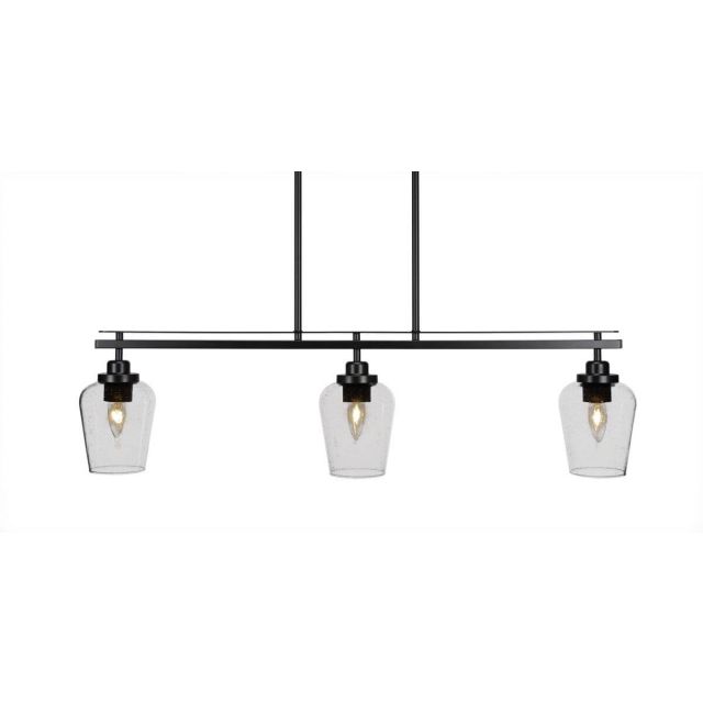 Toltec Lighting Odyssey 3 Light 37 inch Island Light in Matte Black with Clear Bubble Glass 2636-MB-210
