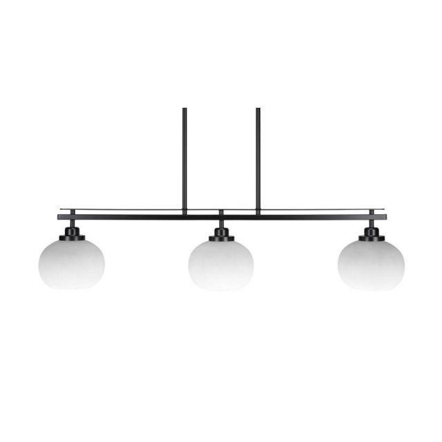 Toltec Lighting Odyssey 3 Light 39 inch Island Light in Matte Black with White Muslin Glass 2636-MB-212