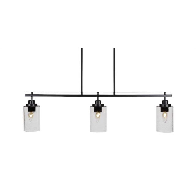 Toltec Lighting Odyssey 3 Light 36 inch Island Light in Matte Black with Clear Bubble Glass 2636-MB-300