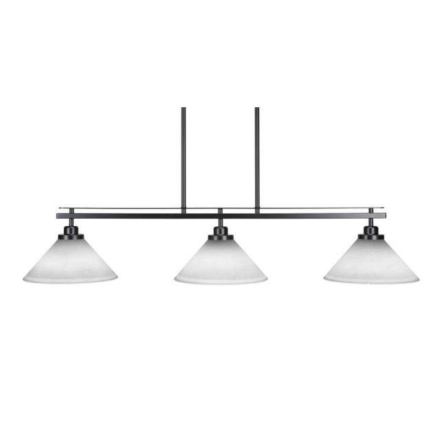 Toltec Lighting Odyssey 3 Light 42 inch Island Light in Matte Black with White Muslin Glass 2636-MB-314
