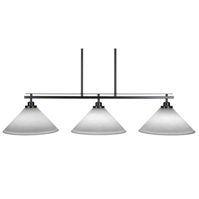 Toltec Lighting 2636-MB-316 Odyssey 3 Light 45 inch Island Light in Matte Black with White Muslin Glass