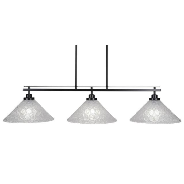Toltec Lighting Odyssey 3 Light 45 inch Island Light in Matte Black with Italian Bubble Glass 2636-MB-441