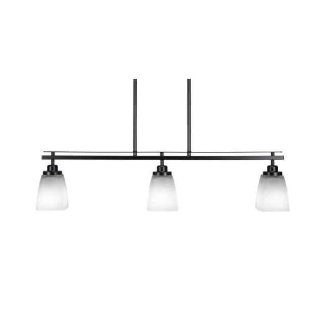 Toltec Lighting Odyssey 3 Light 37 inch Island Light in Matte Black with White Muslin Glass 2636-MB-460