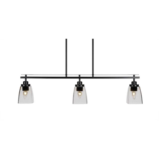 Toltec Lighting Odyssey 3 Light 37 inch Island Light in Matte Black with Clear Bubble Glass 2636-MB-461