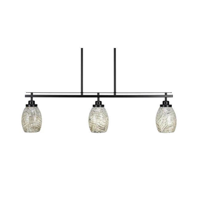 Toltec Lighting Odyssey 3 Light 37 inch Island Light in Matte Black with Natural Fusion Glass 2636-MB-5054