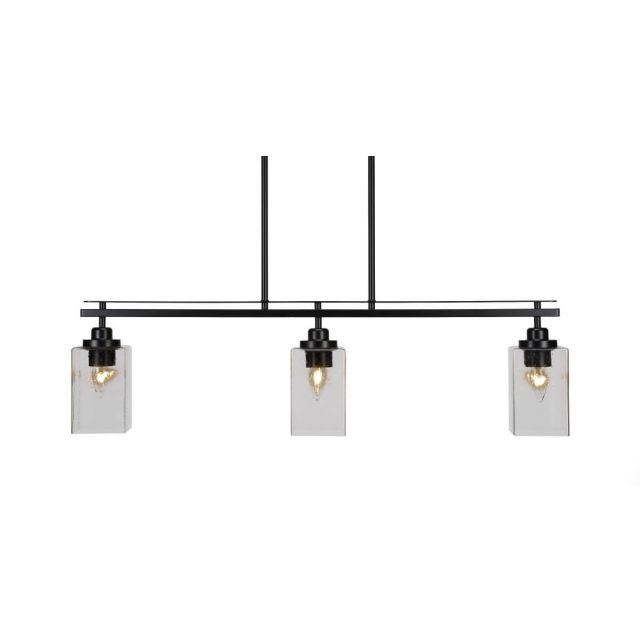 Toltec Lighting Odyssey 3 Light 36 inch Island Light in Matte Black with Clear Bubble Glass 2636-MB-530