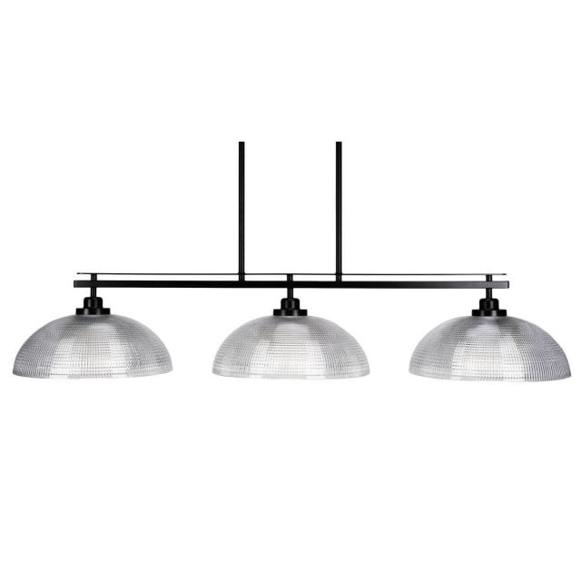 Toltec Lighting Odyssey 3 Light 45 inch Island Light in Matte Black with Clear Ribbed Glass 2636-MB-540