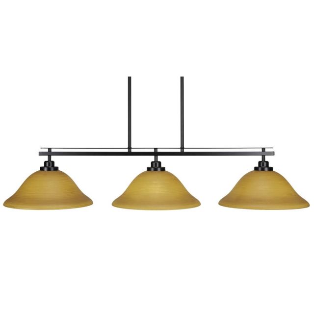 Toltec Lighting Odyssey 3 Light 45 inch Island Light in Matte Black with Cayenne Linen Glass 2636-MB-624