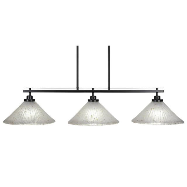 Toltec Lighting 2636-MB-701 Odyssey 3 Light 45 inch Island Light in Matte Black with Frosted Crystal Glass