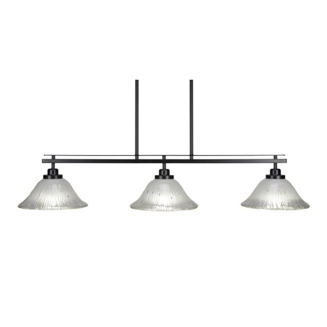 Toltec Lighting 2636-MB-731 Odyssey 3 Light 42 inch Island Light in Matte Black with Frosted Crystal Glass