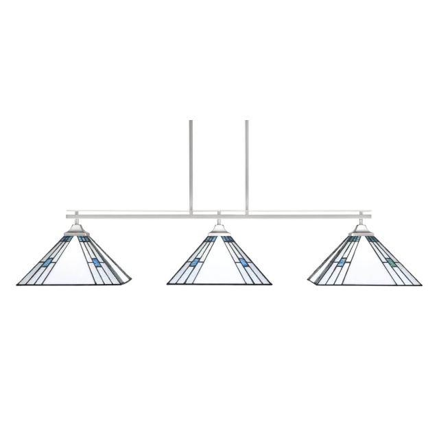 Toltec Lighting Odyssey 3 Light 54 inch Linear Light in Brushed Nickel with Sky Ice Art Glass 2643-BN-953