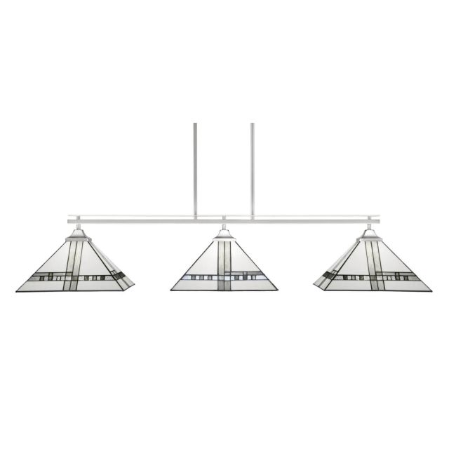Toltec Lighting Odyssey 3 Light 54 inch Linear Light in Brushed Nickel with New Deco Art Glass 2643-BN-955