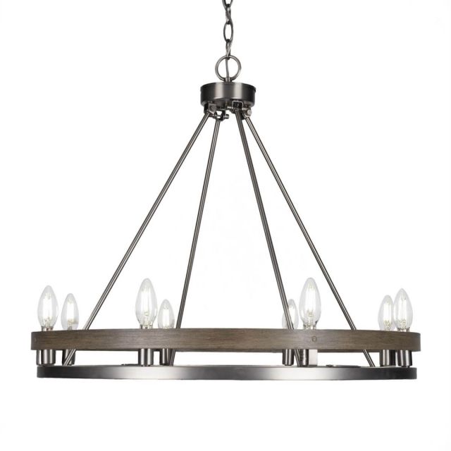 Toltec Lighting Belmont 8 Light 27 inch Chandelier in Graphite-Painted Distressed Wood 2708-GPDW