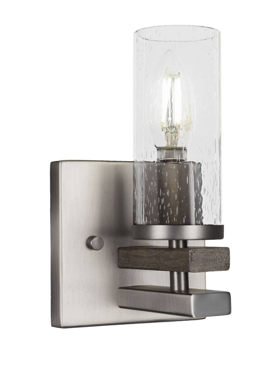 Toltec Lighting Belmont 1 Light 8 inch Tall Wall Sconce in Graphite-Painted Distressed Wood with Clear Bubble Glass 2711-GPDW-800