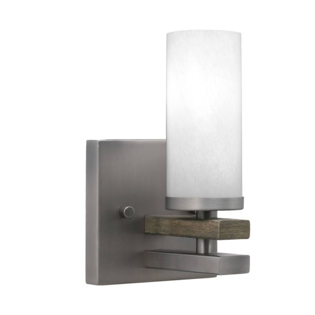 Toltec Lighting Belmont 1 Light 8 inch Tall Wall Sconce in Graphite-Painted Distressed Wood with 2.5 inch White Marble Glass 2711-GPDW-811