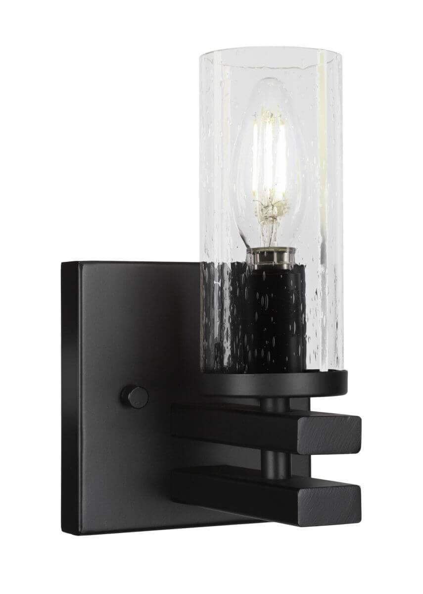 Toltec Lighting Belmont 1 Light 8 inch Tall Wall Sconce in Matte Black with Clear Bubble Glass 2711-MB-800