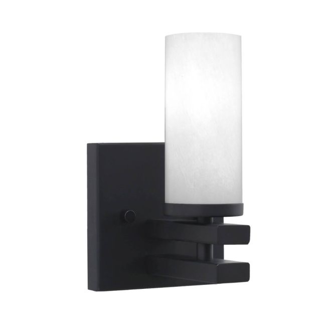 Toltec Lighting Belmont 1 Light 8 inch Tall Wall Sconce in Matte Black with 2.5 inch White Marble Glass 2711-MB-811