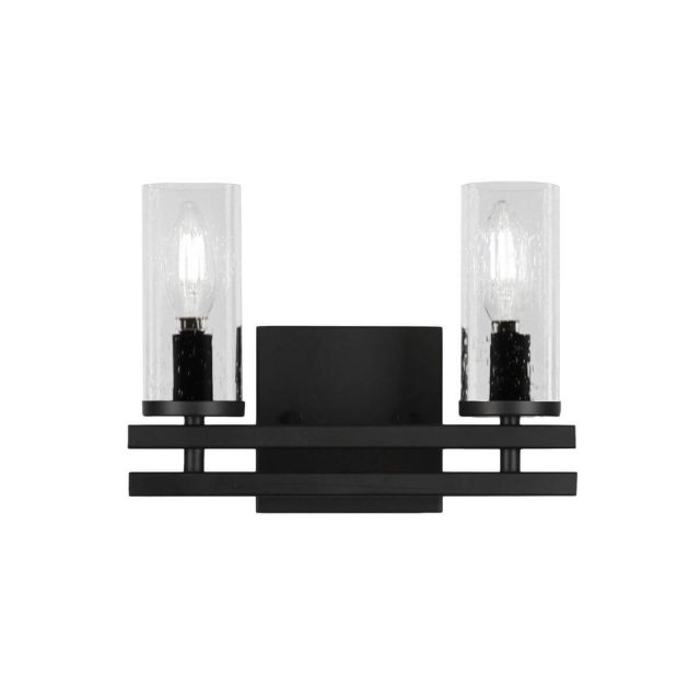 Toltec Lighting Belmont 2 Light 11 inch Bath Bar in Matte Black with Clear Bubble Glass 2712-MB-800