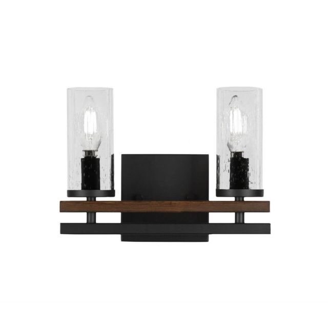 Toltec Lighting Belmont 2 Light 11 inch Bath Bar in Matte Black-Painted Wood with Clear Bubble Glass 2712-MBWG-800