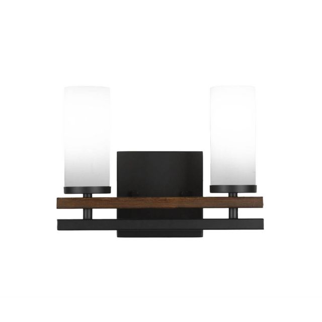 Toltec Lighting Belmont 2 Light 11 inch Bath Bar in Matte Black-Painted Wood with White Muslin Glass 2712-MBWG-801