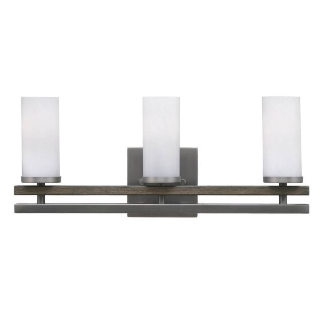 Toltec Lighting Belmont 3 Light 18 inch Bath Bar in Graphite-Painted Distressed Wood with 2.5 inch White Marble Glass 2713-GPDW-811