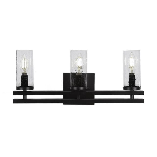 Toltec Lighting Belmont 3 Light 18 inch Bath Bar in Matte Black with Clear Bubble Glass 2713-MB-800