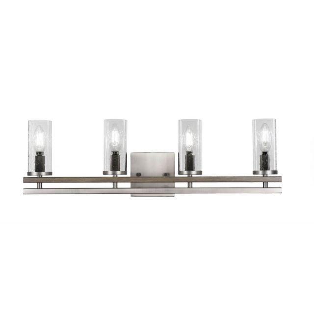 Toltec Lighting Belmont 4 Light 26 inch Bath Bar in Graphite-Painted Distressed Wood with Clear Bubble Glass 2714-GPDW-800