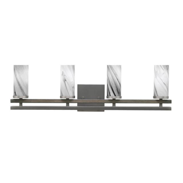 Toltec Lighting Belmont 4 Light 26 inch Bath Bar in Graphite-Painted Distressed Wood with 2.5 inch Onyx Swirl Glass 2714-GPDW-802