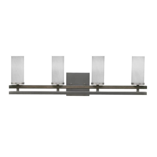 Toltec Lighting Belmont 4 Light 26 inch Bath Bar in Graphite-Painted Distressed Wood with 2.5 inch White Marble Glass 2714-GPDW-811