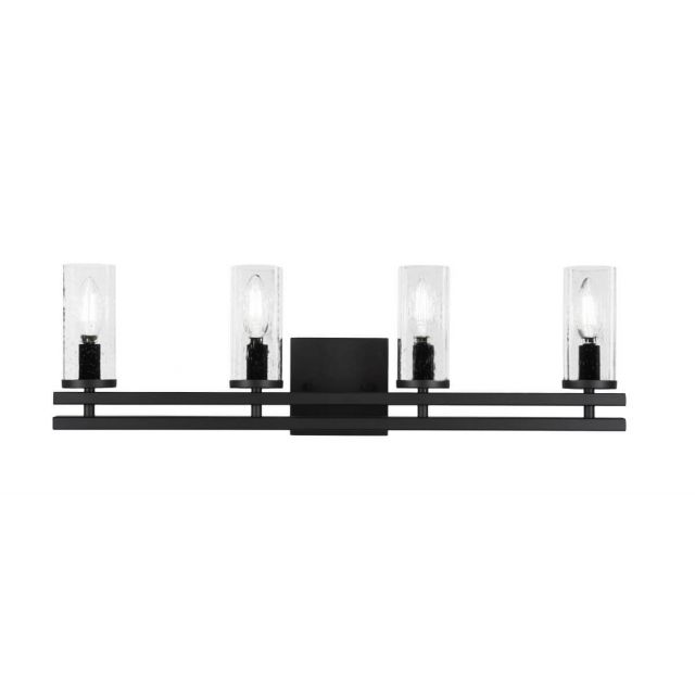 Toltec Lighting Belmont 4 Light 26 inch Bath Bar in Matte Black with Clear Bubble Glass 2714-MB-800