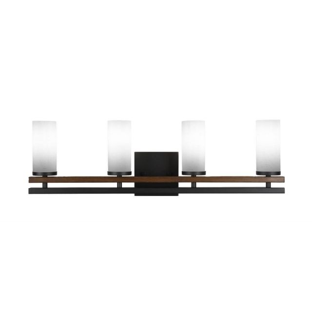 Toltec Lighting Belmont 4 Light 26 inch Bath Bar in Matte Black-Painted Wood with White Muslin Glass 2714-MBWG-801